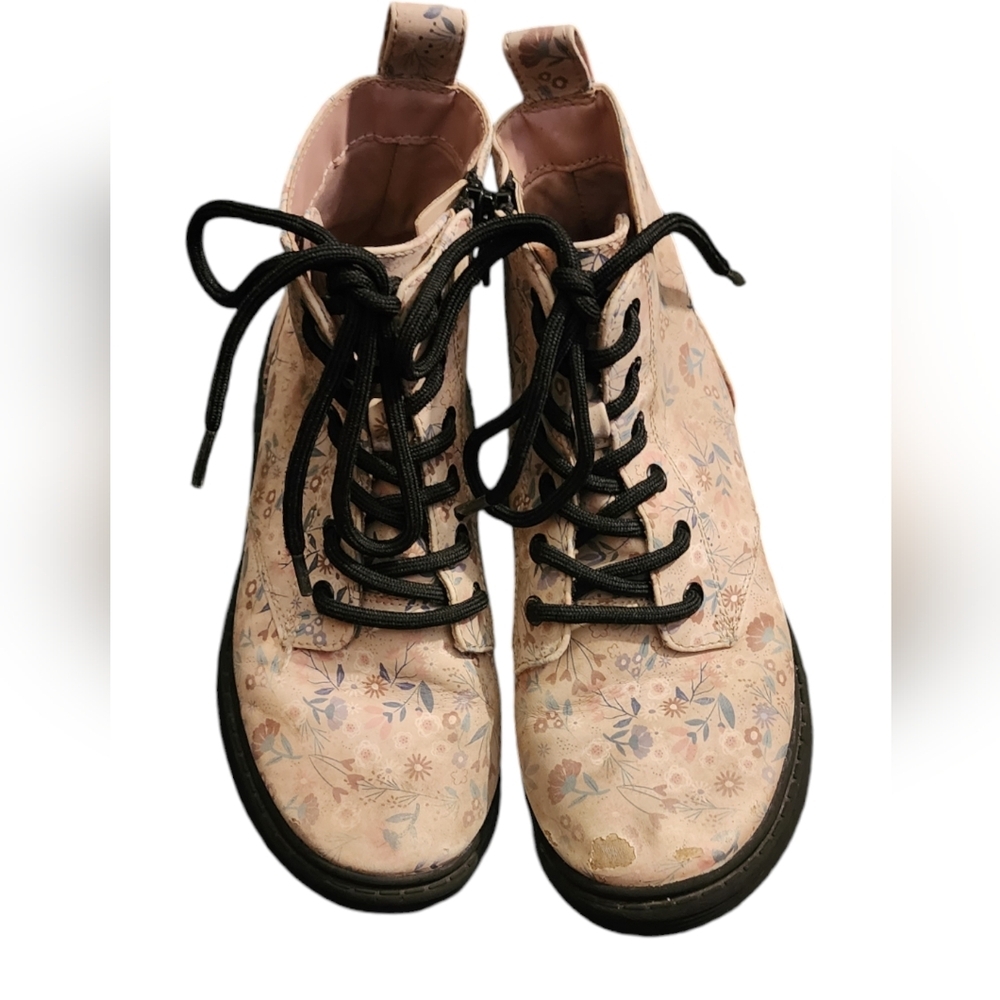 Art Class Zoe Floral Side Zip Lace-up Pink Boots  - Sz. 1